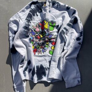 PLAYBOY x COLOR BARS Spiral Tie Dye Crewneck Sweatshirt - Black / White